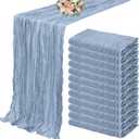12 Pack Cheesecloth Table Runner 35 x 120 inch Long Boho Cheese Cloth Gauze Table Runners Semi Sheer Table Runner for Wedding Decor, Bridal Shower, Birthday Party (Dusty Blue)
