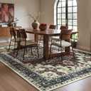 8x10 Area Rugs for Living Room, Large Vintage Carpet for Bedroom Washable Non Slip, Farmhouse Floral Print Aesthetic Distressed Rug for Dining Room Office, Rosewood Red
