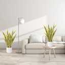 Artificial Realistic Snake Plant 21.5" with White Pot | Fake Sansevieria Greenery Plants Faux Snake Plant for Home Office Living Room Housewarming Gifts Indoor Decor-LightYellow