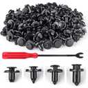 Push Type Retainer Fender Liner Clips Compatible with Nissan/Infiniti Front Bumper Plastic Fasteners Replace 01553-05323, 01553-09321, 01553-09241, 11296-AG000 Radiator Rivets - 121pcs with Tool