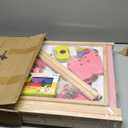 Kids Easel Including 100+ Accessories, Dual-Sided Wooden Easel for Kids Girls Age 3-12 with Magnetic Chalk & Painting Board, Free Height Adjustable Art Easel Supplies for Toddlers (Pink)