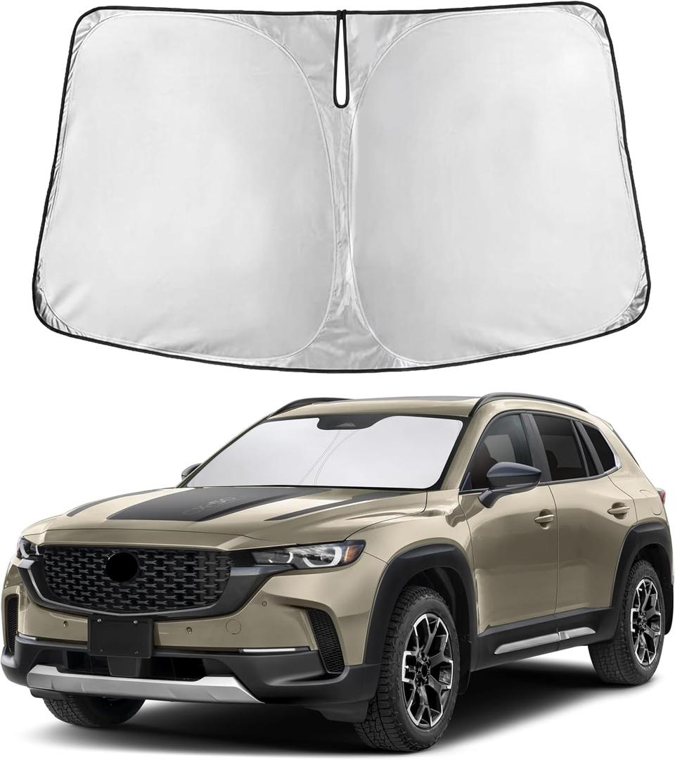 Autovir Windshield Sun Shade Fit for 2023-2024 2025 2026 Mazda CX 50 Sun Shade, Front Window Sun Visor, UV Protection, Heat Blocker, Foldable Car Accessories