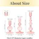 Hewory Glass Candlestick Holders Set: 3PCS Pink Candle Holder Taper Candle Holders Bulk, Crystal Ribbed Candle Sticks Holder Decor for Table Centerpiece Wedding Christmas Thanksgiving Dinner