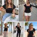 Women's Off Shoulder Boho Floral Blouse Short Sleeve Flowy Dressy Casual Top (Black, XXL)