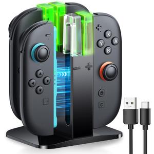 Charging Dock for Joycon 2 Controller, Charger Dock Station for Nintendo Switch 2 Accessories Kits with a USB Type-C Charging Cord (Black, 7.9 inch Switch 2)