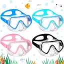 Hoolerry 4 Pcs Kids Nose Goggles Swim Goggles with Nose Cover for 3-8 Tempered Glass Snorkel Dive Mask Anti Fog with Elastic Strap No Leak Swimming Mask for Summer Diving Snorkeling