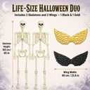 2 Pack 5.4 ft Halloween Skeleton Decorations, Decor Life Size with Adjustable Joints Angels and Demons,for Outdoor Indoor Yard Lawn Haunted House Party Decor, Set B