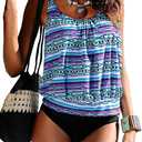 Tankini Set Womens Sexy Print Tankini Top Shorts Sets Swimwear Swimsuit Two Pieces Outfits 3XL
