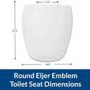BEMIS 1240200 Eljer Emblem Plastic Toilet Seat, Made Specifically for Eljer Emblem Toilets, Made in USA, Round, White