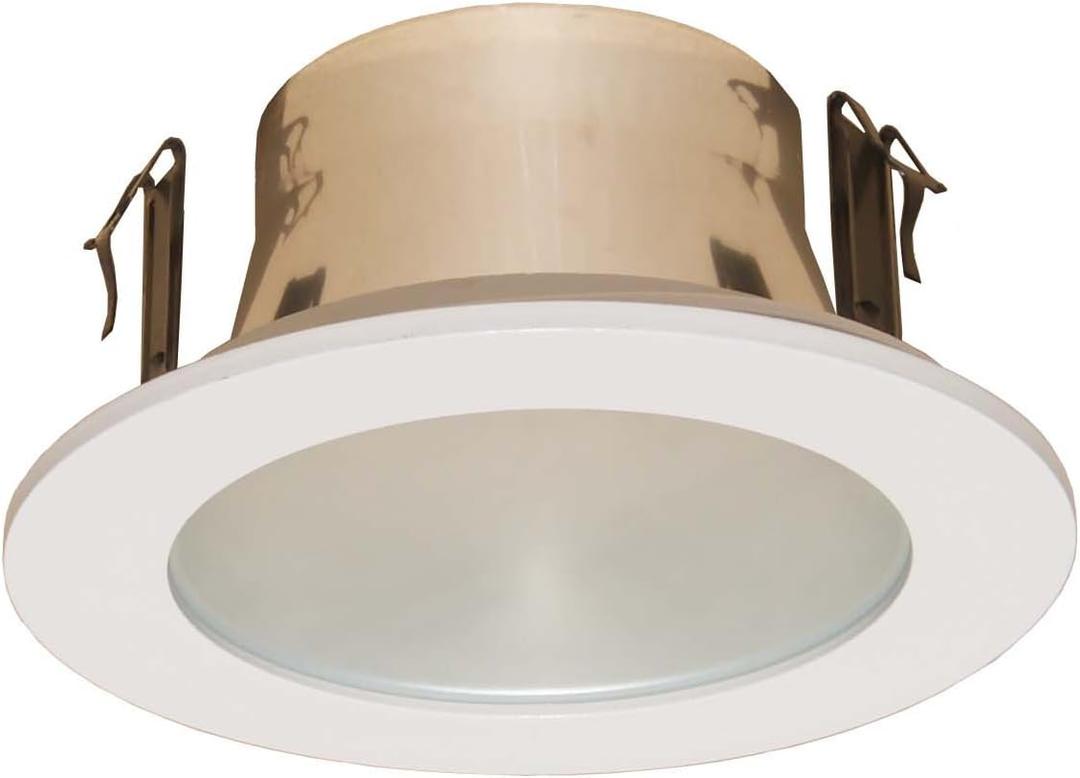 4 Inches Frosted Lens Shower Trim for Line Voltage Recessed Light/Lighting-White Fit Halo/Juno