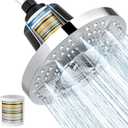 High Pressure Filtered Shower Head, Quickly Adjustable Replacement Filter Element for Hard Water, 7-Inch Rain Shower Head with 20-Stage Filter, Removes Chlorine, Fluoride & Metals (Chrome)