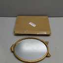 Decorative Vintage Oval Makeup Mirror with Gold Plastic Frame,Tabletop Mirror-7.5 x 11 inches