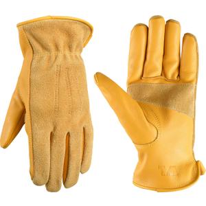 Wells Lamont Leather Work Gloves for Women  Cowhide, Abrasion & Puncture Resistant, Reinforced Palm  Durable, Snug Fit, Elastic Wrist  Farm Work & Gardening Gloves - Small (1124VS) (Saddletan)
