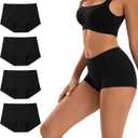 INNERSY Women's Cotton Boyshorts Underwear Soft Moisture Wicking Boxer Briefs 4-Pack(Black, Medium)