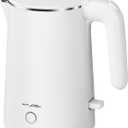 WTJMOV Electric Kettle Stainless Steel, 1.0L Small Water Boiler 1200W Fast Boiling, Double Wall Tea Kettle Pot Automatic Shut Off, Durable Coffee & Tea Maker/Warmer/Heater White