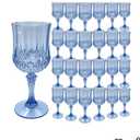 Plastic Glasses，Plastic Goblets Vintage Style Cordial Drinking Glasses for Wedding Reception, Grand Event Party Supplies (24, Blue)