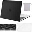 MOSISO Compatible with MacBook Air 13 inch Case M1 Chip 2021-2018 Release A2337 A2179 A1932, Plastic Hard Shell&Keyboard Cover&Screen Film&Storage Bag for MacBook Air 13.3 inch Case, Black