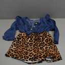 Toddler Baby Girl Denim Bowknot Dress Ruffled Button Dresses Outfit (6-12 Months, Blue & Leopard)