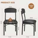 Jocoevol Dining Chairs Set of 4 - Upholstered Dining Room Chairs with PU Leather, Industrial Kitchen Chairs with Wooden Backrest and Thickened Metal Legs, for Dining Room, Living RoomBlack, 17 Inches X 17 Inches X 35 Inches