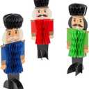 Assorted Designs Christmas Honeycomb Nutcracker Centerpieces - 3" x 9" (1 Set) - Festive Table Decorations for Holiday Parties & Seasonal Decor