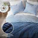 Intelligent Design Queen Comforter Set, Plush Bedding, Microfiber Reverse, 3 Piece, Lightweight, Super Soft Ribbed Velvet Comforter 2 Shams, All Season Fluffy Bed Set, Avril, Full/Queen Blue Ombre