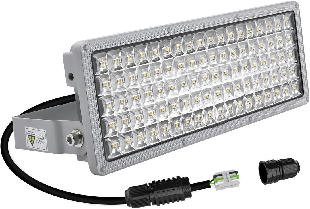 Kekeou 100W LED Flood Lights Outdoor 14000LM Arena Lights 6500K Stadium Lights IP67 Waterproof Exterior Parking Lot Light for Basketball Court Yard - Gray (100W-1Pack 2P)