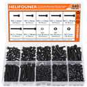 540 Pieces M3 x 6mm /8mm /12mm /16mm /20mm /25mm /30mm, Hex Socket Head Cap Screws Bolts Washers Nuts Kit, 12.9 Grade Alloy Steel, Full Threaded, Black