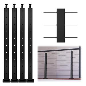 Muzata 4Pack Black Cable Railing Post 36 Inch 36"x2"x2" Level Drilled Surface Mount T304 Stainless Steel Cable Railing System Kit Indoor Outdoor with Paper User Guide PS01 BH4S