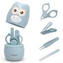 Baby Nail Kit, 4-in-1 Baby Nail Care Set with Cute Case, Baby Nail Clipper, Scissor, Nail File & Tweezer, Baby Manicure Kit and Pedicure kit for Newborn, Infant, Toddler, Kids-Owl Blue