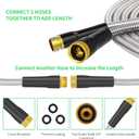 50ft Garden Hose, Heavy Duty Outdoor Water Hose with 10-Way Spray Nozzle, Leak-Proof Brass Connectors, Flexible 50 Foot Hose for Yard & Outdoor,Car Wash