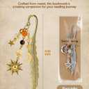 Buleens 2 Pack Bookmarks for Women Reading - Book Marks for Readers Book Lovers, Vintage Sliver Gold Celestial Star Moon Sun Personalized Metal Bookmark with Pendants, Book Accessories Reading Gifts