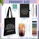Talltalk 14 Pcs Godmother Appreciation Gift Set for Women 16oz Glass Canvas Bag A5 Journal Ballpoint Pen Notes Highlighter for Mom Birthday Wishes(Black)