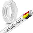 22 Gauge Electrical Wire 3 Conductor, 50FT 22 AWG Stranded Low Voltage LED Cable, Tinned Copper Hookup, Insulated 3 Wire Cable, Flexible Power for LED Lamp Lighting Strip Automotive