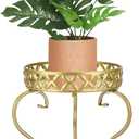 OwnMy Metal Round Plant Stand Indoor Outdoor Flower Pot Holder, Heavy Duty Iron Plant Stand Display Potted Rack for Home, Garden, Patio, Golden Color
