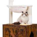 Hey-brother Cat Tree with Litter Box Enclosure, All-in-one Cat Tower for Indoor Cats with Large Hammock, Bed, Food Station, Scratching Posts, Modern Style Pet Furniture, Rustic Brown MPJ100SR