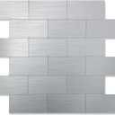 2026 New Upgrade Peel and Stick Backsplash Tile, Peel and Stick 11.34" X 11.57" Wall Tile for Kitchen, Bathroom, Fireplace, Laundry (Silver Metal, 5 Packs)
