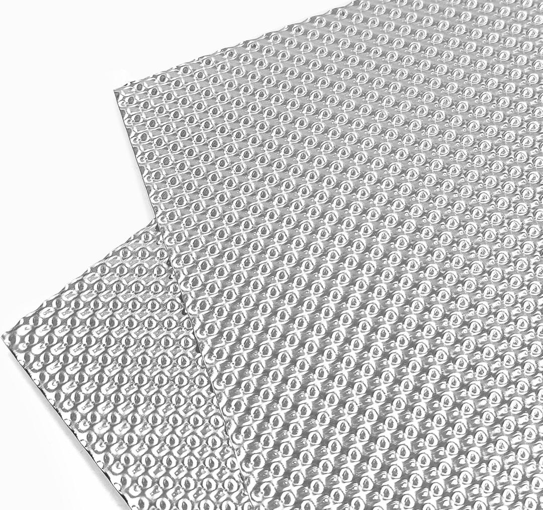 Exhaust Heat Shield Automotive 16"x13" 2 Pack, Embossed Aluminum Heat Shield Kit with Stainless Steel Zip Ties Cable Metal for Car Muffler Exhaust Wrap Heat Pipe High Temp Thermal Barrier
