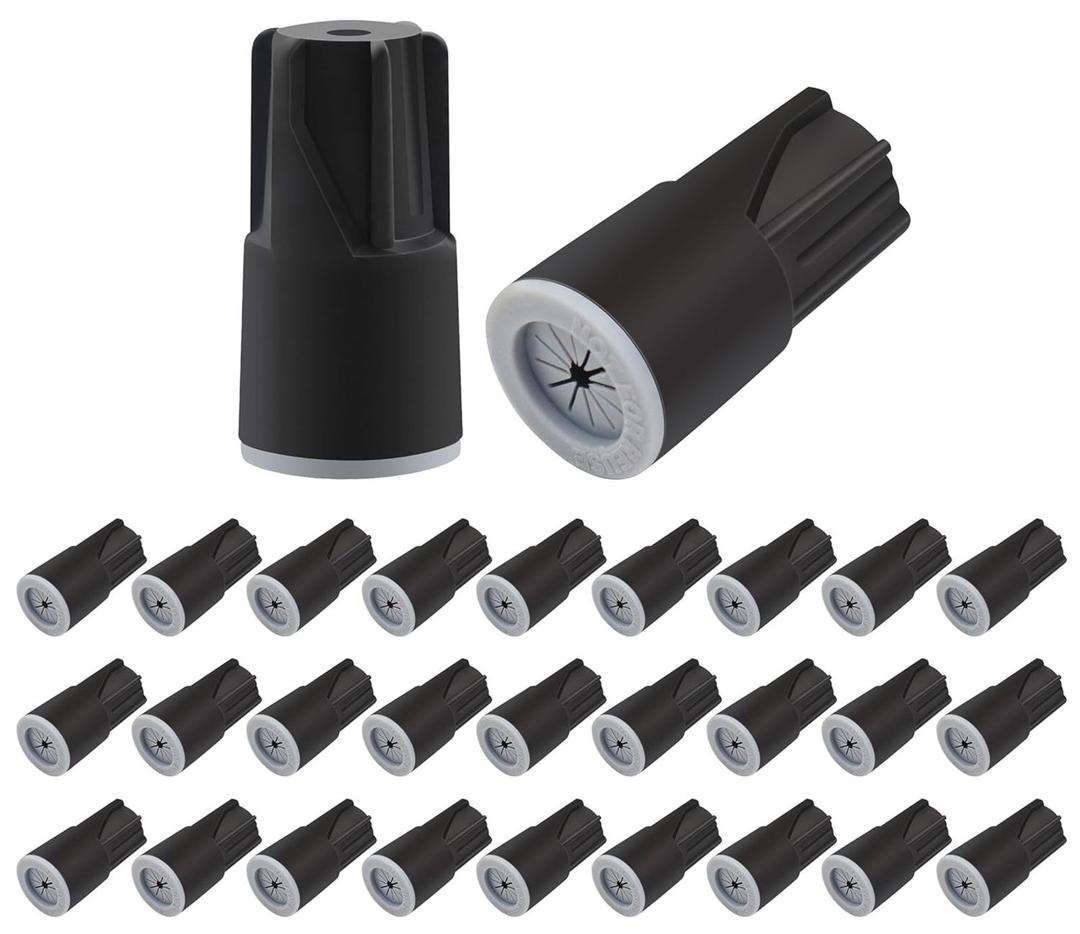 29 PCS Waterproof Wire Connectors Outdoor Electrical Cable Terminal Twist Nuts Cap for Wet Location Installation Lights Irrigation Valves Black