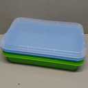 Sensory Bin Sand Tray with Lid for Toddlers 2 Pcs 15in Portable Sandbox Toy Large Plastic Tray for Kids 3 4 5 6 Fill with Sand, Water, Beads, and More (Green+Blue)