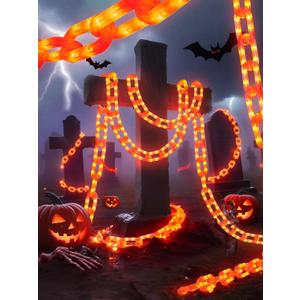 Halloween Chain Lights  10 Ft 160 LED Orange Plastic Chains, Battery Operated Halloween Decorations with 8 Lighting Modes & Timer, Spooky Haunted House & Party Decor