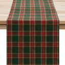 Softalker Christmas Checkered Tartan Table Runner - Green Buffalo Plaid Xmas Stain Resistant Washable Table Decoration for Dining/Parties/Holiday Decor, 13 x 70 Inch
