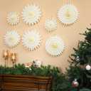 TaoBary Paper Snowflake Garland Banner Winter Christmas Decoration Hanging 3D Paper Snowflake Garland Neutral Wonderland Decorations for Windows Fireplace Mantle Shelf Wall Holiday Party Supplies