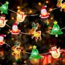 [Timer] Christmas String Lights Decorations Snowman Tree Santa Christmas Lights Battery Operated,10FT Novelty Xmas Fairy Lights for Indoor Outdoor Tree Decorations (Mini Santa Tree Snowman Elk)
