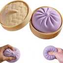 Giant Glitter Dumpling Squishy Toy  Large Soft Squeeze Sensory Fidget for Stress Relief, Cute Dumpling-Shaped Novelty Desk Toy for Adults & Teens (Purple, Non-Edible)