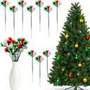 10 Pcs Christmas Ball Ornaments 7.9 Inch Red Green Gold Christmas Tree Picks for Holiday Wedding Vase Fillers Xmas Tree Topper DIY Wreath Crafts Decor (Red,Green,White)