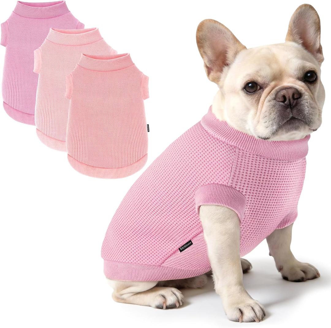3 Pack Dog Shirt for Small Supplies Functional Waffle Dog Clothes Warm Soft Sweatshirt Outfit for Dogs Cats Pet Apparel Large