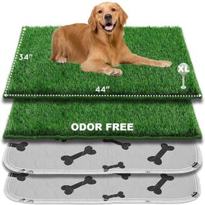 HQ4US 4LEGS Dog Pee Grass with Washable Pee Pads for Dog Litter Box 2 Sets, Extra Large Ultra-Absorbent Artificial Grass Pads for Dogs Potty Grass with Reusable Puppy Pads for Indoor Potty Training