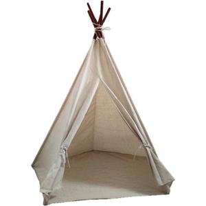Adan Large Canvas Bell Tent - Indian Style Tipi for Outdoor Camping&Indoor Family Gatherings,with 5 Sturdy Poles and Portable Carry Bag（White ）, 48" X 48" X 55"