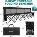 1MORE Soccer Bench - Portable Folding Team Bench, 6 Seats Foldable Sideline Benches, Soccer Chair with Bag & Mesh Backrest, Adult Team Chair for Football Camp Sport