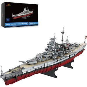 JMBricklayer Battleship Building Block Set 60006, Military Warship Toys Bismarck Class Battle Ship Boat Kit, Collectible Display Sets for Adults, Army Toy Gifts for Adults